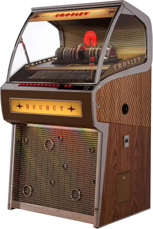 Crosley CR1207A-OA Rocket Full Size CD Jukebox with Bluetooth - Holds 80 CDs, Oak