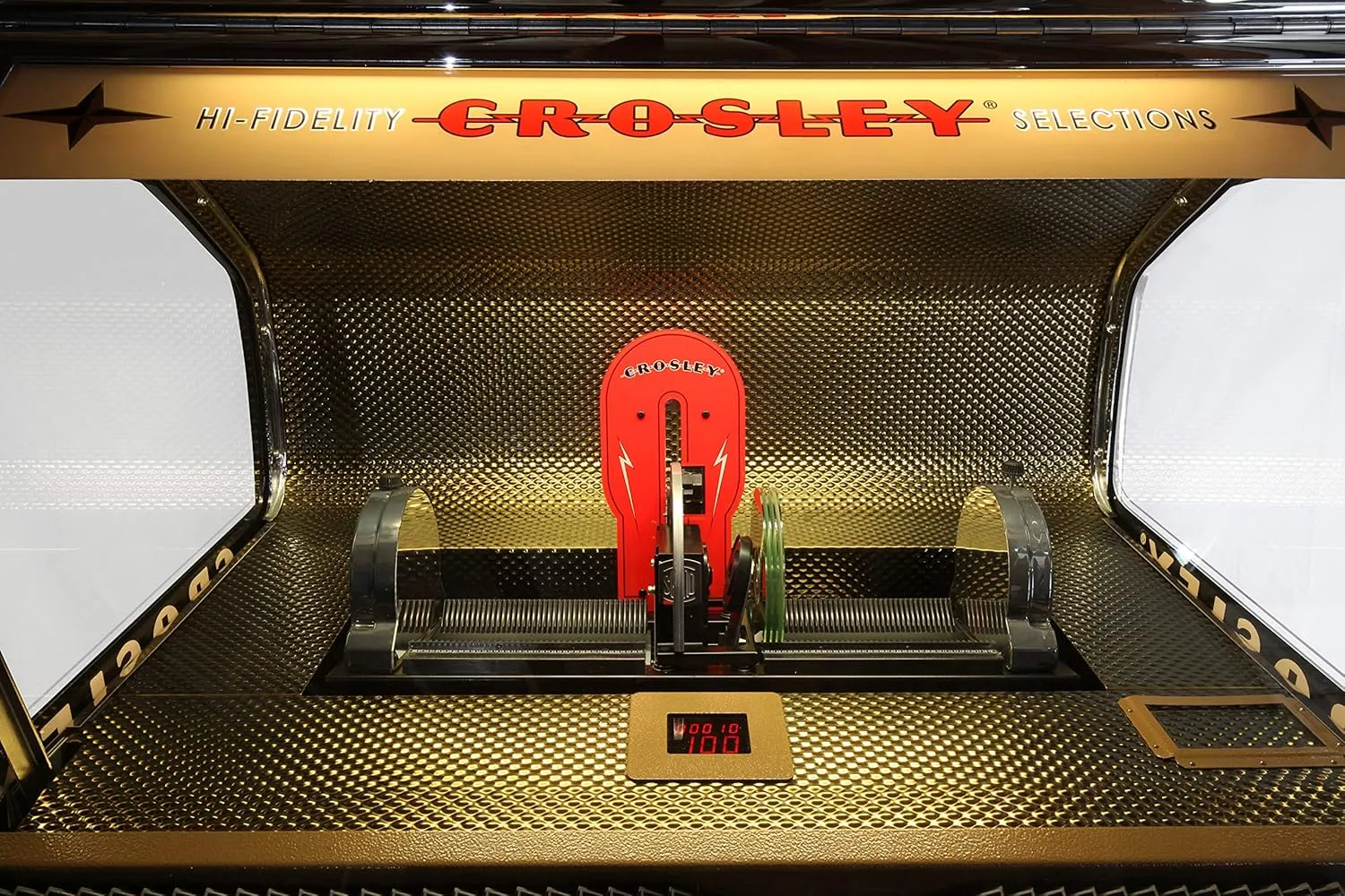 Crosley CR1207A-OA Rocket Full Size CD Jukebox with Bluetooth - Holds 80 CDs, Oak