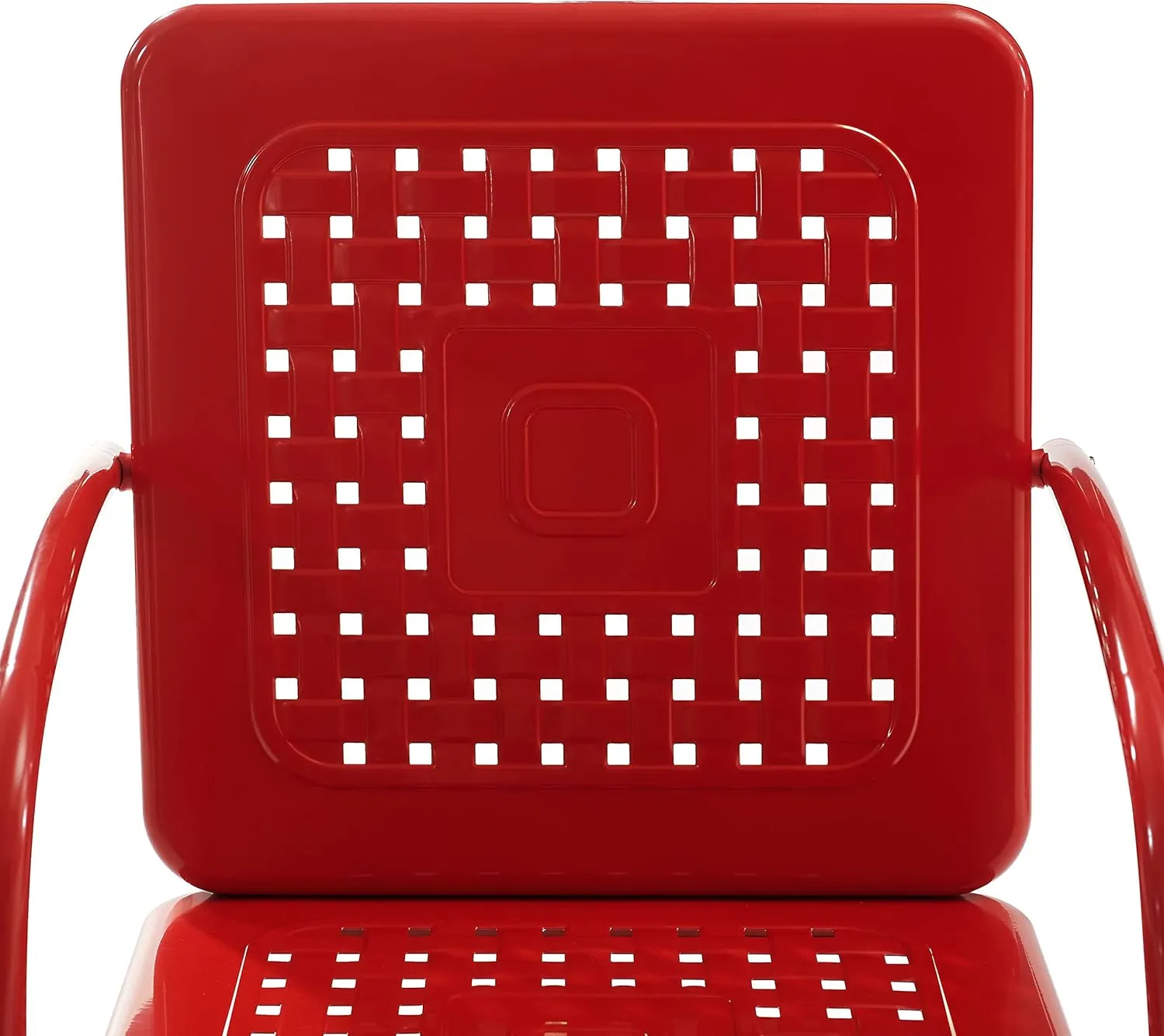Crosley Furniture Bates 5-Piece Outdoor Dining Set for 4, Retro Metal Round Patio Table and Chairs for Deck, Bright Red Gloss