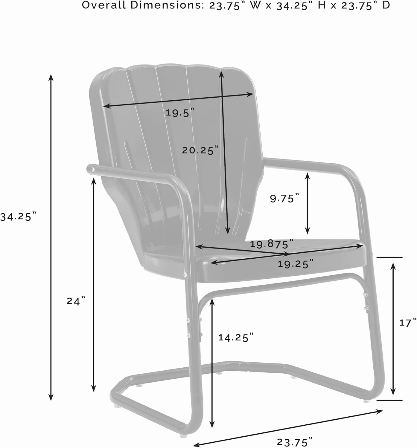 Crosley Furniture Ridgeland 2-Piece Outdoor Chair Set, Retro Metal Patio Chairs for Dining, Porch, Deck, Red