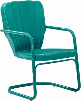 Crosley Furniture Ridgeland 2-Piece Outdoor Chair Set, Retro Metal Patio Chairs for Dining, Porch, Deck, Turquoise