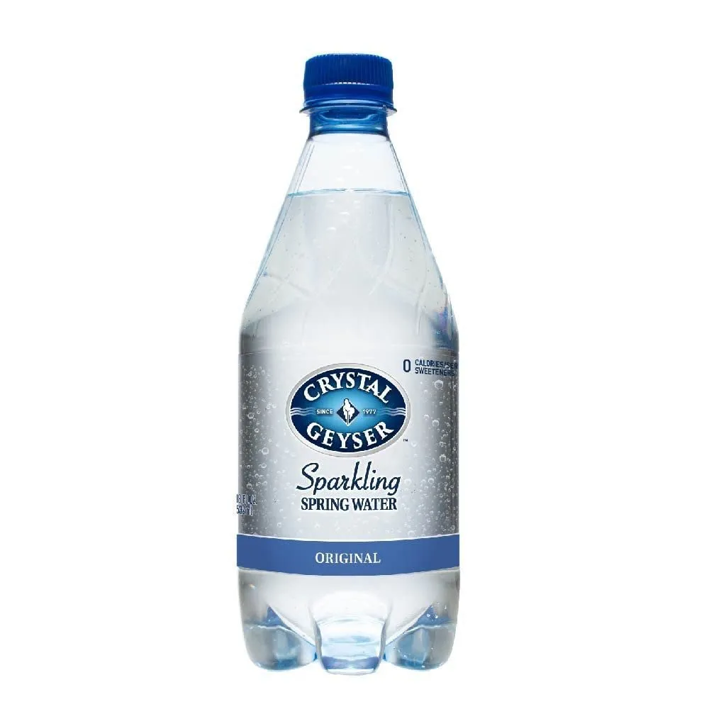 Crystal Geyser Natural Sparkling Spring Water, Unflavored, No Artificial Ingredients or Sweeteners, Carbonated, Non GMO Pure, light and crisp, 18 Fl Oz (24 Pack)