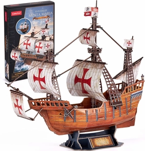 CubicFun 3D Puzzles for Adults Santa Maria Ship Model Spanish Vessel Puzzles for Adults and Kids, Desk Decor Building Kits Brain Teaser Hobby Gifts for Women and Men, 204 Pieces