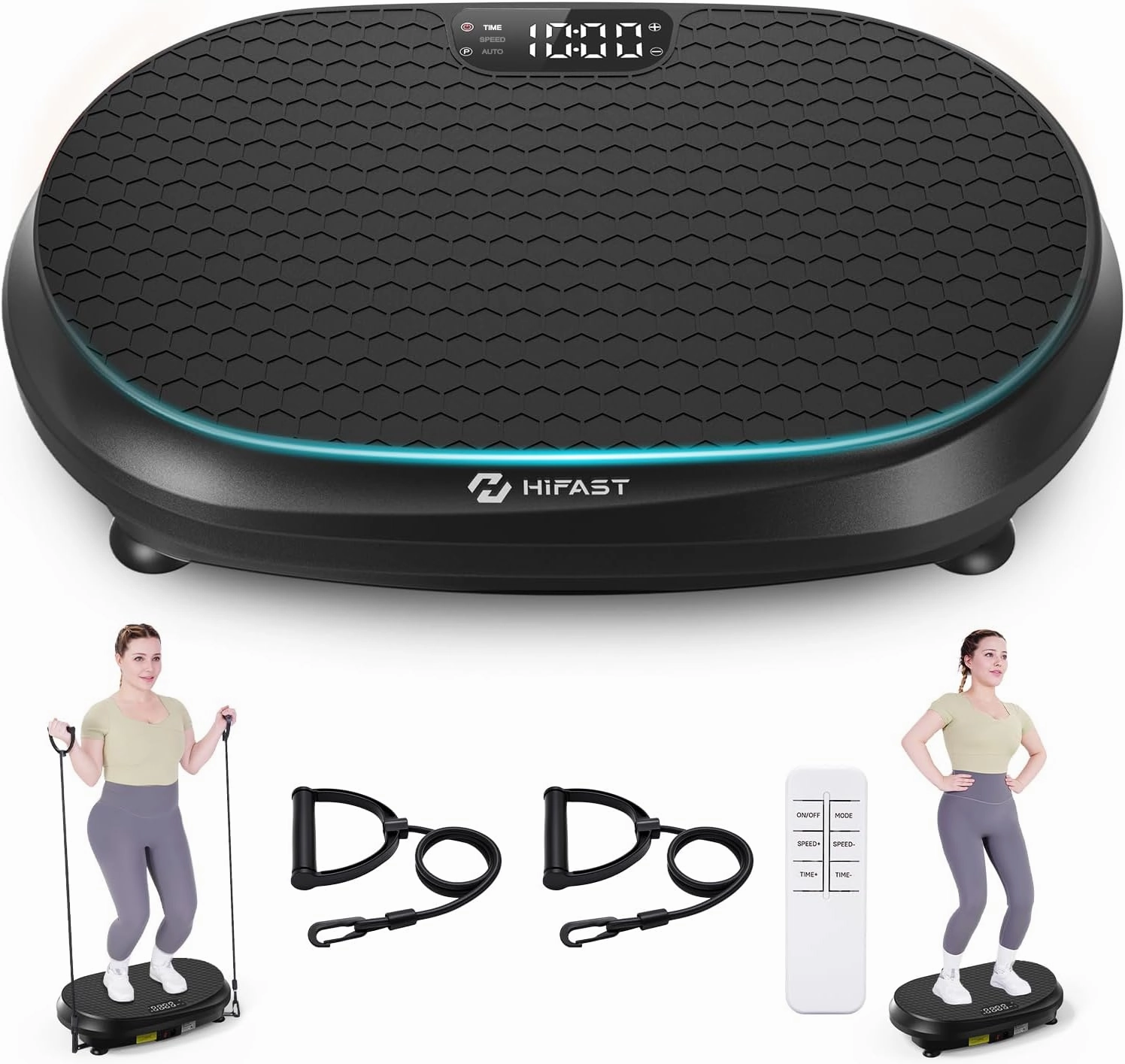 Curved Vibration Plate Exercise Machine, Full Body Vibration Plate for Lymphatic Drainage Weight Loss, 9 Auto Modes and 120 Adjustable Speeds, 400Lbs Capacity Vibration Plate Machine for Home