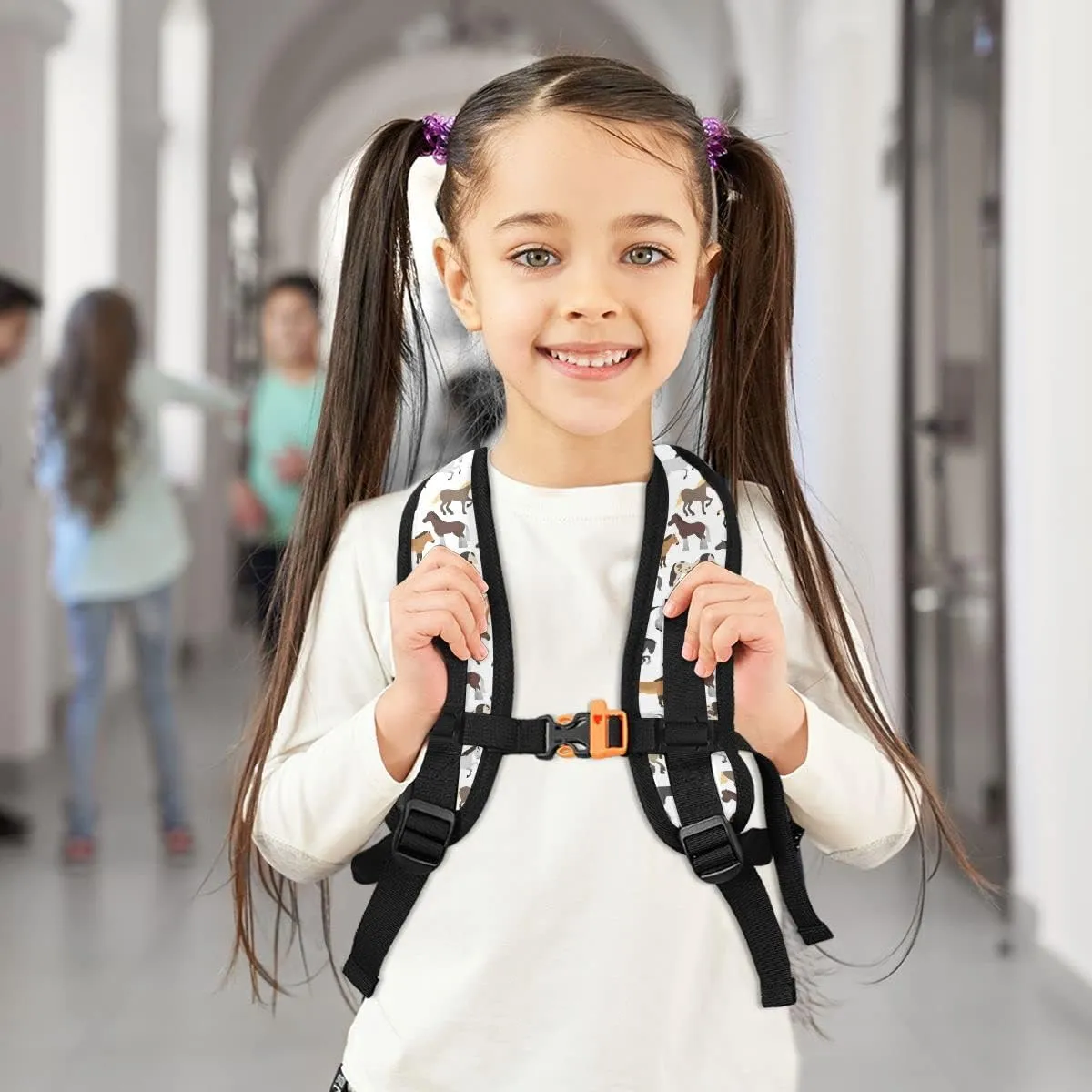 Custom Kid's Name Backpack, Cute Horse Toddler Backpack for Daycare Travel, Personalized Name Preschool Bookbags for Boys Girls