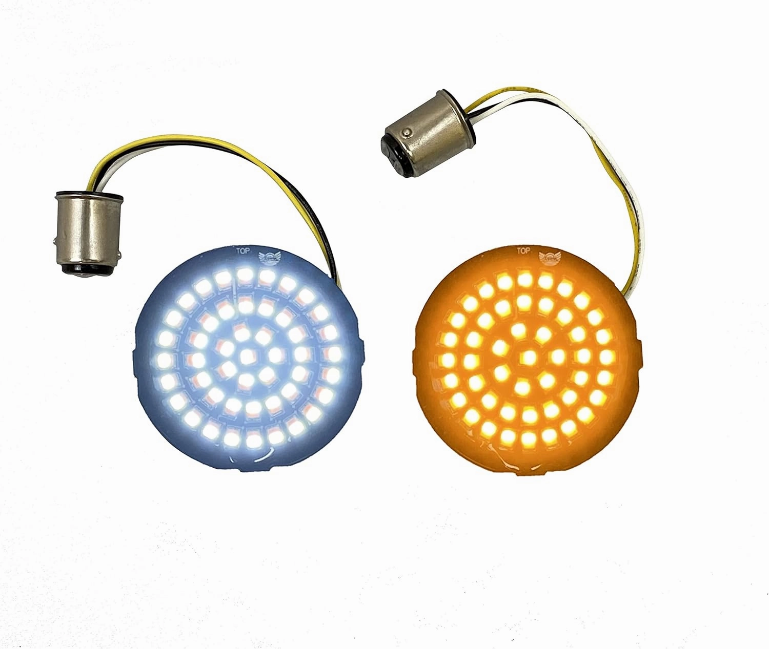 Custom Dynamics Set of Genesis® 4 Solid Amber/White (Halo Free) Bullet Style LED Motorcycle Turn Signal Inserts