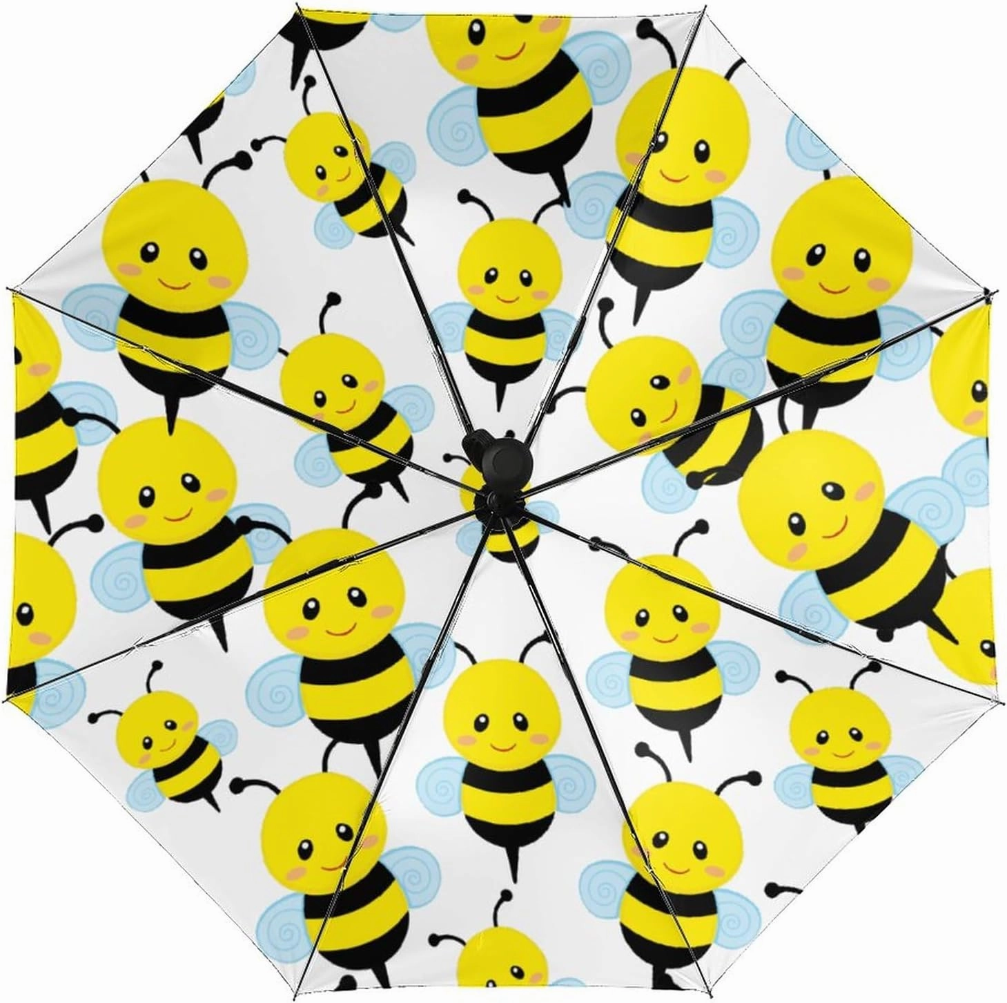 Cute Bee Portable Automatic Umbrella Windproof Auto Open Close Compact Waterproof Lightweight Umbrellas