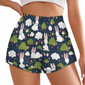 Cute Easter BunniesWomen's Sports Shorts, Casual Home Set, Suitable for Sports, Home