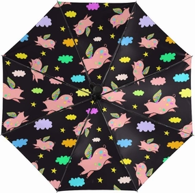 Cute Pigs Flying Portable Automatic Umbrella Windproof Auto Open Close Compact Waterproof Lightweight Umbrellas