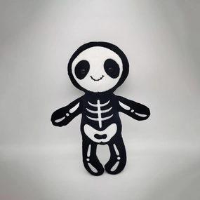 Cute Skeleton Figure Plush Toy 12 inch Skull Plushies Stuffed Animal Christmas Halloween Plush Decor Birthday Gifts for Kids, Black