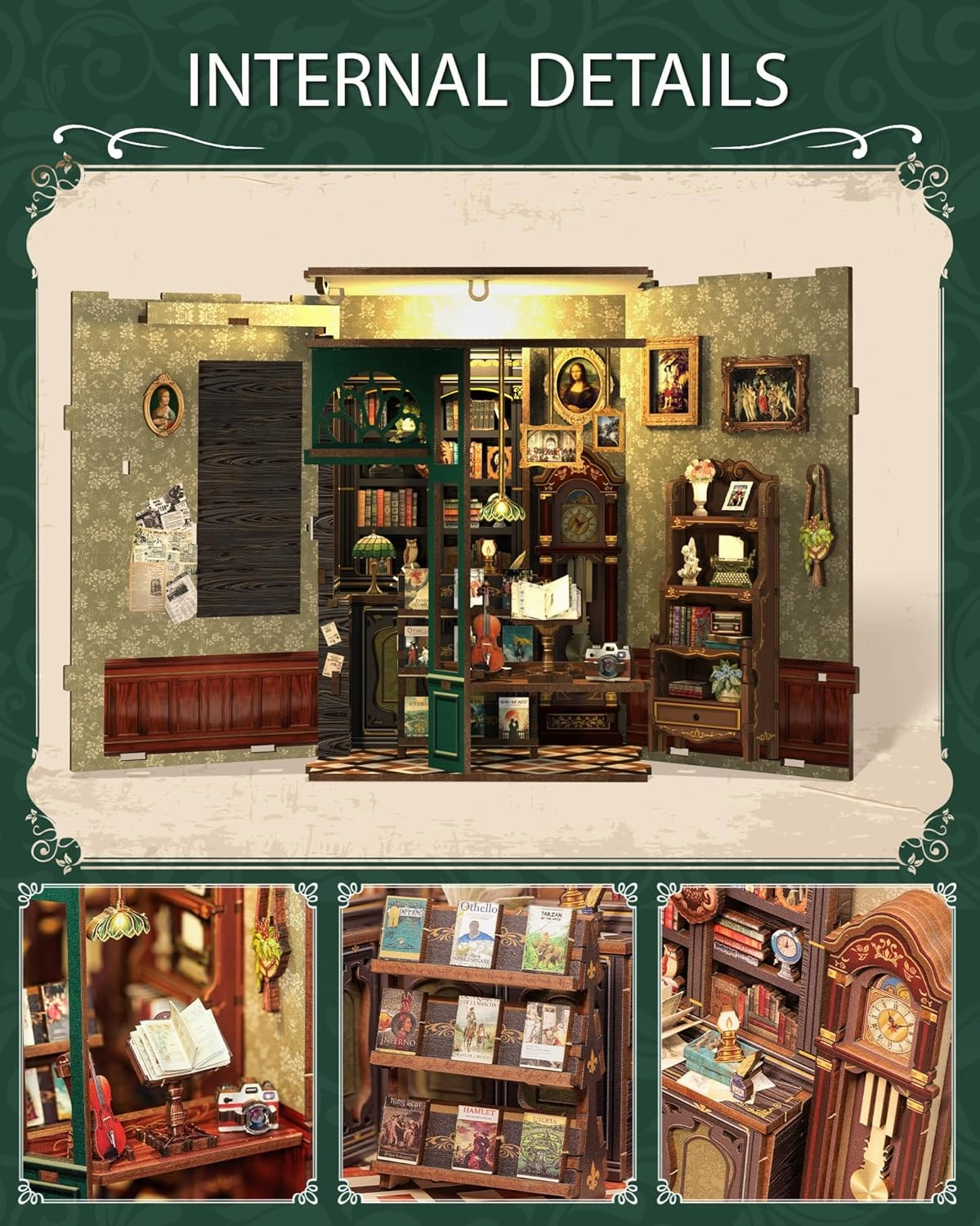 Cutefun Book Nook Kit - DIY Miniature House Kit for Bookshelf Decor, Book Nook Kits for Adults & Beginners, 3D Wooden Puzzle Dollhouse, Ideal Gift for Family and Friends (OWL Bookstore)