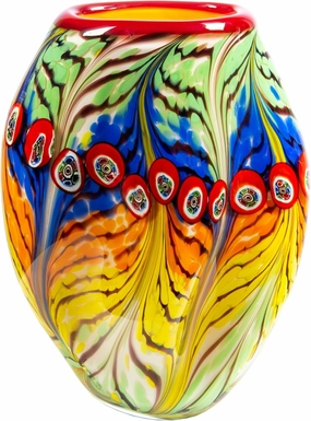 Dale Tiffany AV15209 Peacock Feather Hand Blown Art Glass Vase