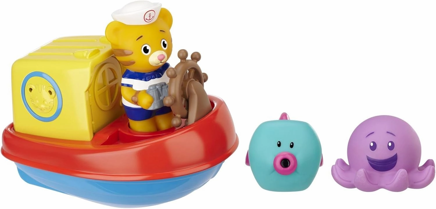 Daniel Tiger's Neighborhood Baby Bath Tub Toy Daniel's Bathtub Voyage Adventure, 6 Piece Set - Perfect for Baby/Toddler Boys and Girls 18 Months and up