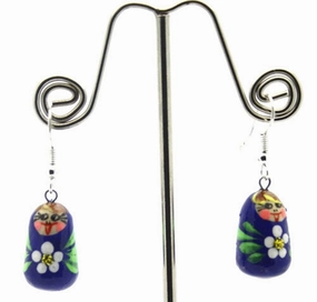 Dark Blue with Flower Nesting Doll Earrings