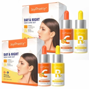 Day & Night Skin Care Set，Day Vitamin C Serum  Night Retinol Facial Serum - Day & Night Duo,for Dark Spots,Anti Aging & Acne Facial,Skin Care for Bright, Smooth, For All Skin Types (2)