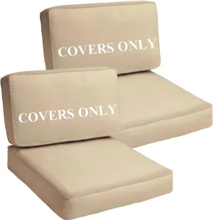 Deep Seating Patio Cushion Set Covers Replacement, Durable Outdoor Cushions Cover, 4Pcs Patio Furniture Cushions Slipcovers with Zipper, 28x28x6, 28x13x6, Tan