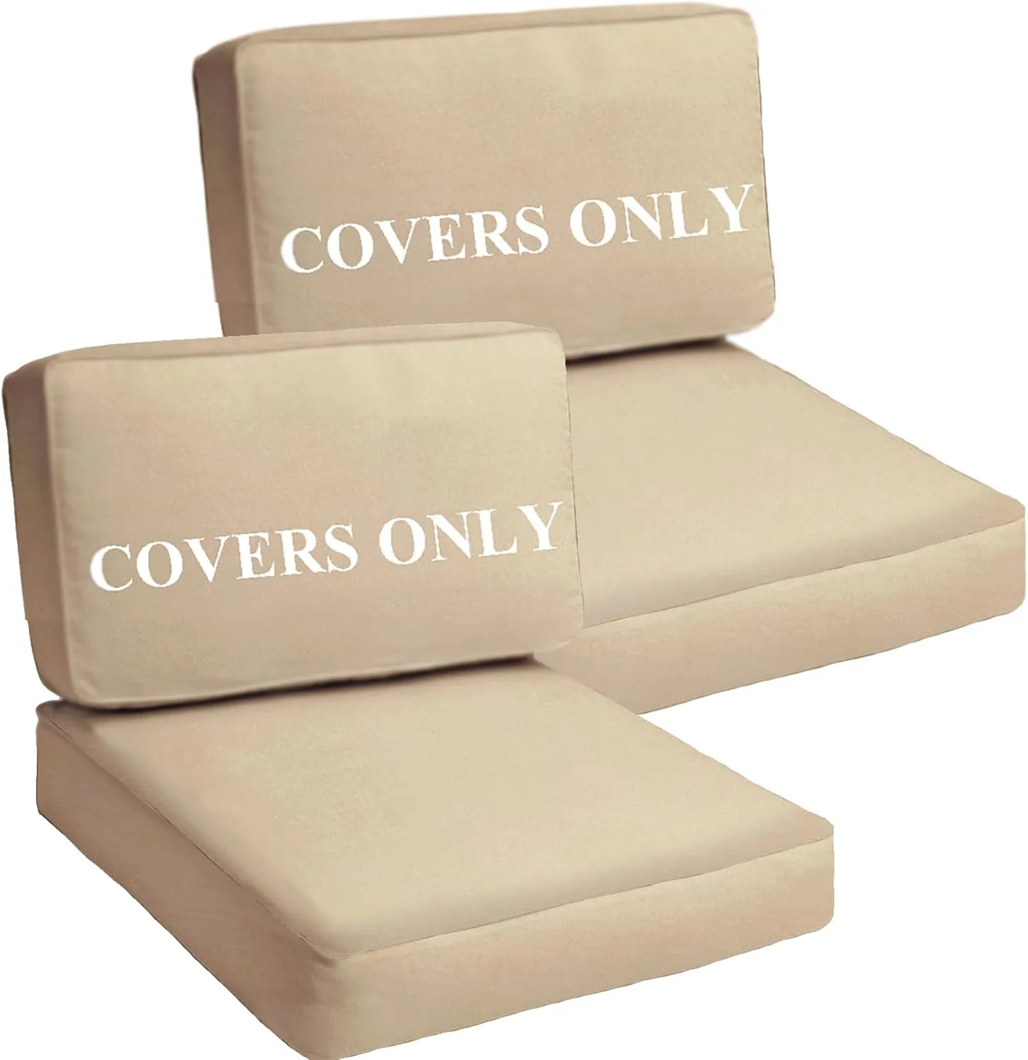 Deep Seating Patio Cushion Set Covers Replacement, Durable Outdoor Cushions Cover, 4Pcs Patio Furniture Cushions Slipcovers with Zipper, 28x28x6, 28x13x6, Tan