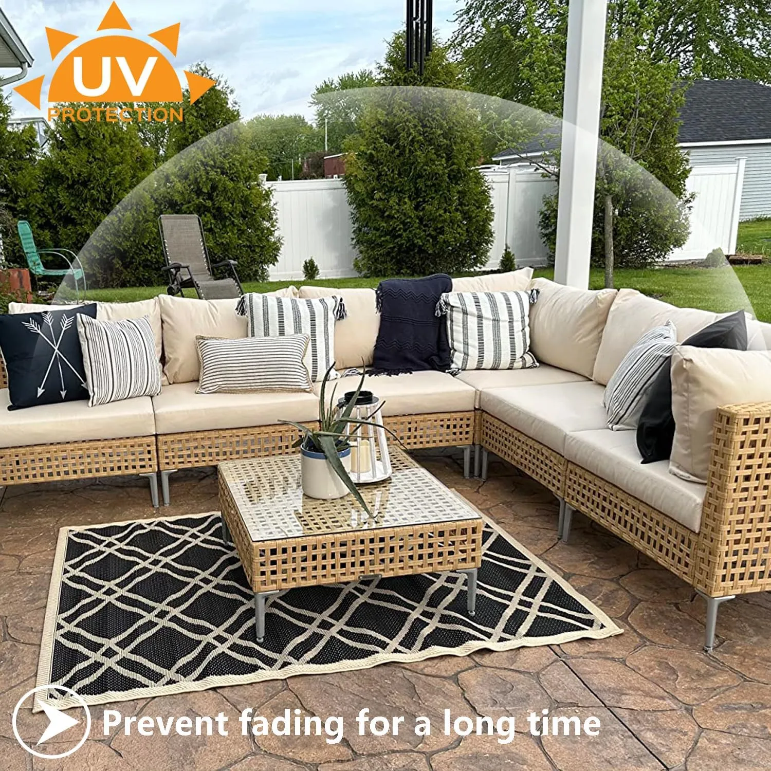 Deep Seating Patio Cushion Set Covers Replacement, Durable Outdoor Cushions Cover, 4Pcs Patio Furniture Cushions Slipcovers with Zipper, 28x28x6, 28x13x6, Tan