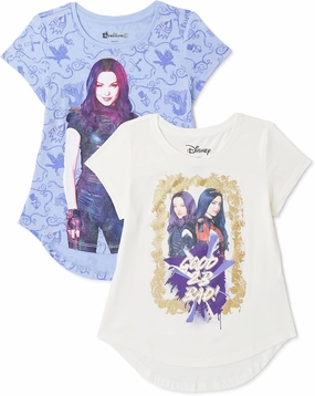 Disney Descendants Movie Mal & Evie Girls 2-Pack T-Shirt Bundle Set