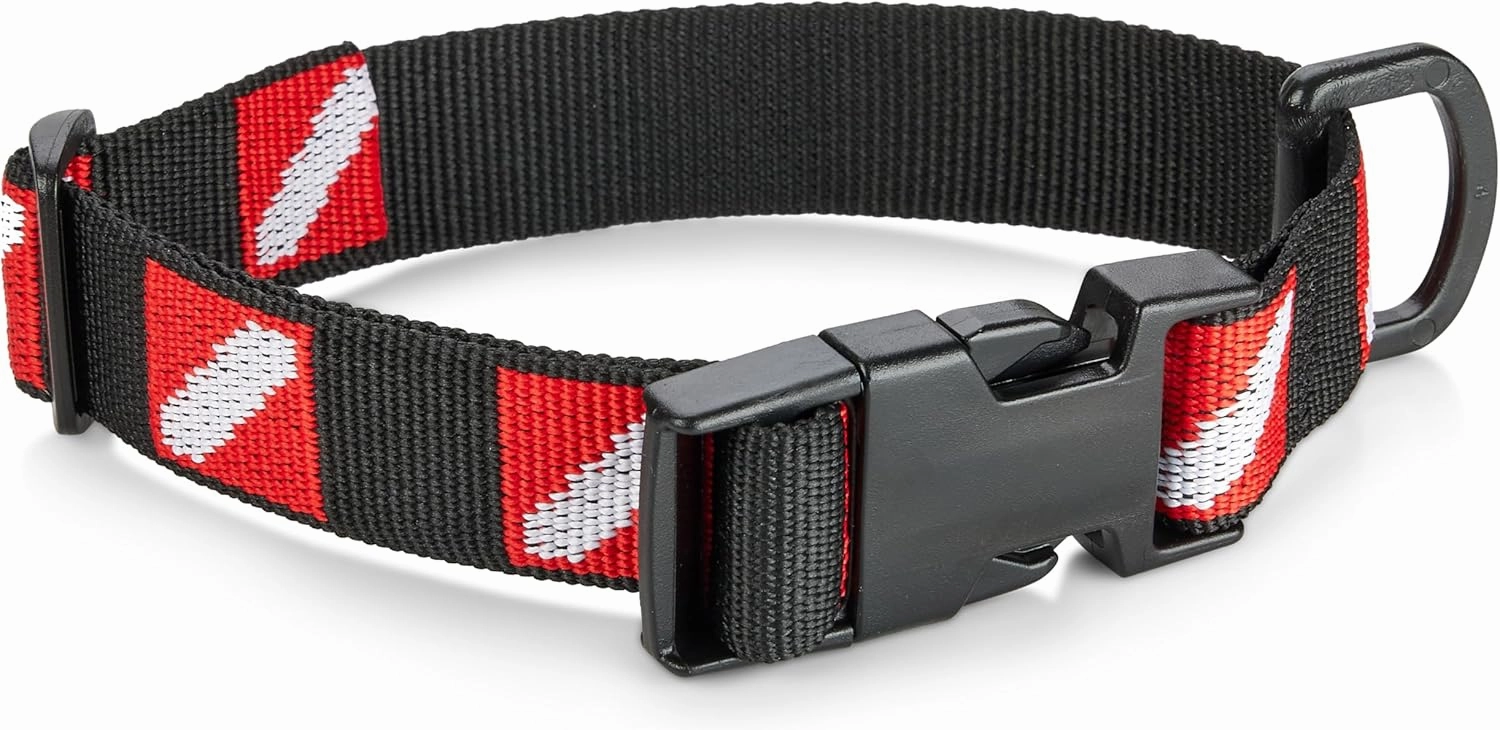 Dive Flag Dog Collar – Durable and Stylish Pet Collar for Water-Loving Dogs – Adjustable Up to 14 Inches, Comfortable, High-Visibility Design Perfect for Outdoor and Water Adventures
