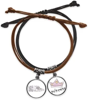 DIYthinker Hand Painted Canvas Shoes Illustration Bracelet Rope Hand Chain Leather Princess Wristband