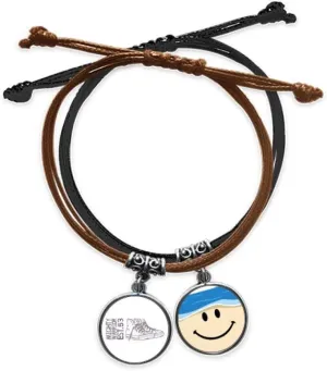 DIYthinker Hand Painted Canvas Shoes Illustration Bracelet Rope Hand Chain Leather Smiling Face Wristband