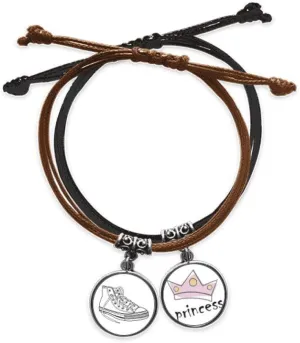 DIYthinker White Canvas Shoes Hand Painted Bracelet Rope Hand Chain Leather Princess Wristband