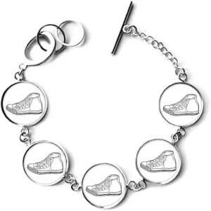 DIYthinker White Canvas Shoes Hand Painted Pattern Bracelet Chain Charm Bangle Jewelry