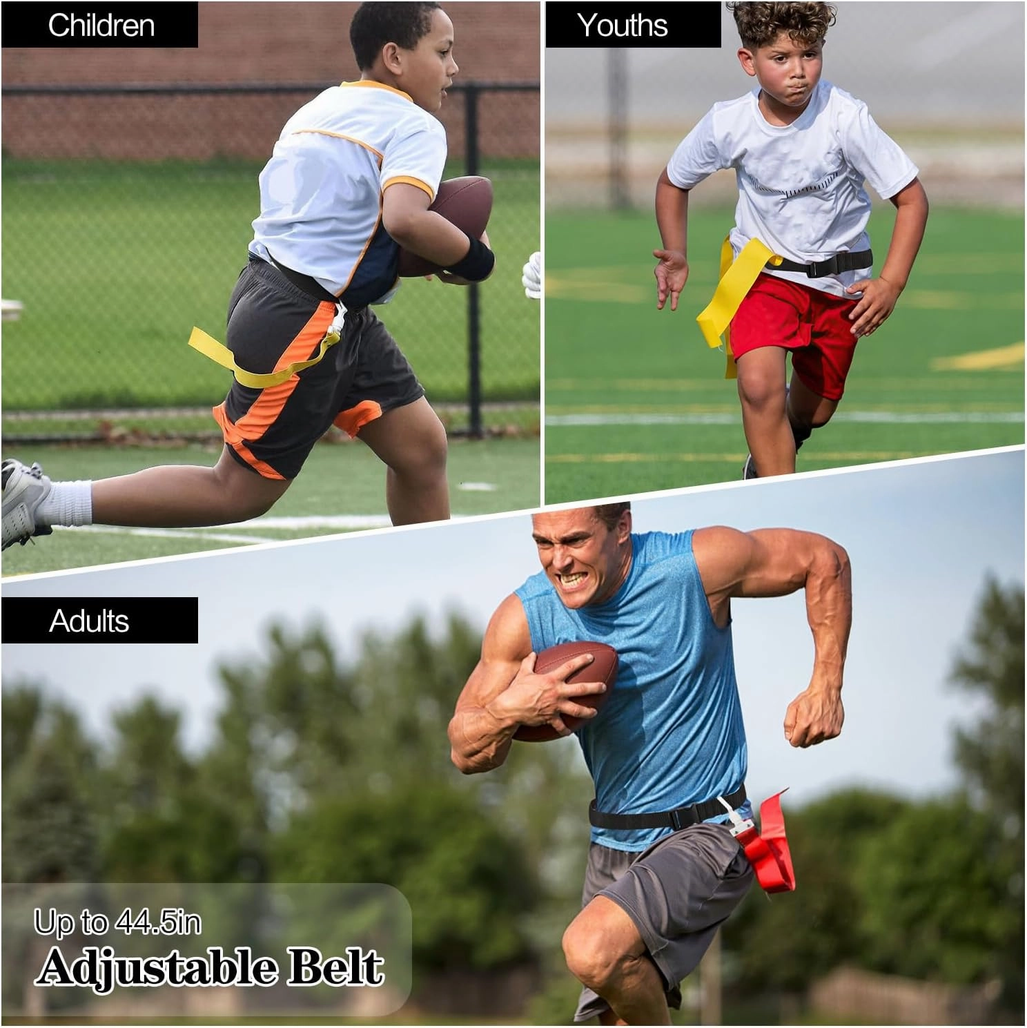 DkOvn Flag Football Belt, 2/4/10/14pcs Adjustable Flag Football Belt with Belt and Flags, for Youths, Adults