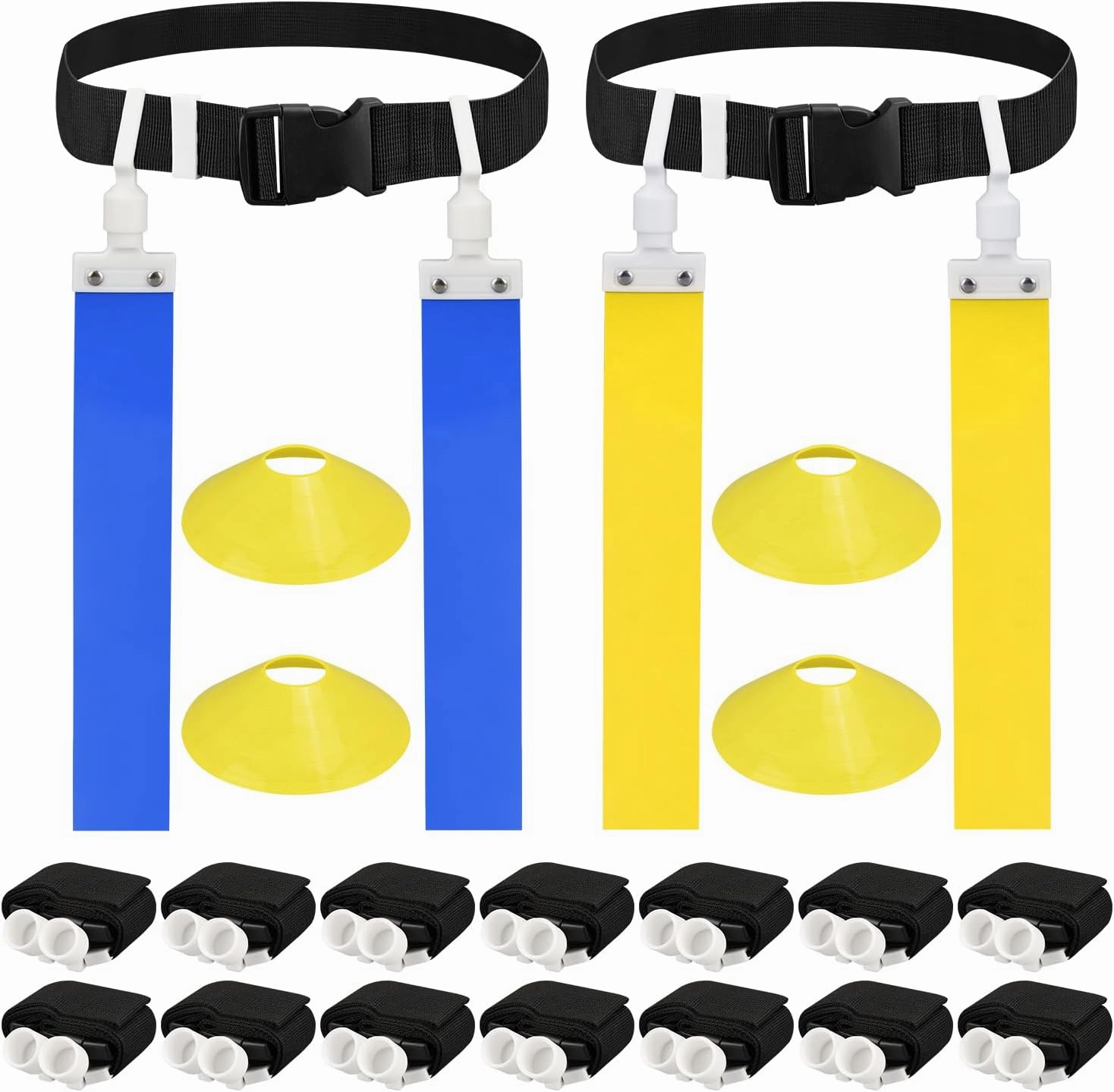 DkOvn Flag Football Belt, 2/4/10/14pcs Adjustable Flag Football Belt with Belt and Flags, for Youths, Adults