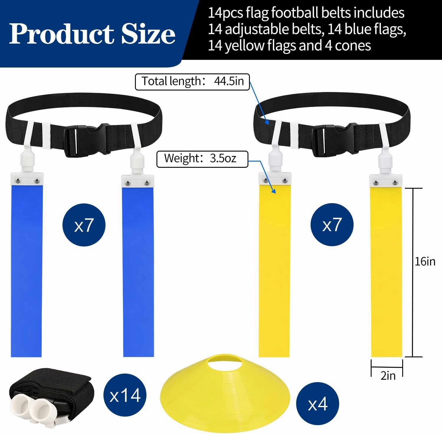 DkOvn Flag Football Belt, 2/4/10/14pcs Adjustable Flag Football Belt with Belt and Flags, for Youths, Adults
