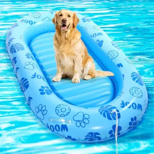 Dog Float for Pool with Handle and Rope,59 x 35 Inch Dog Pool Float for Small Medium and Large Dogs,Inflatable Foldable Summer Pet Raft Swimming or Lake Water Games,Hold up to 150 Pounds