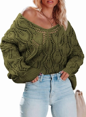 Dokotoo Fall Sweaters Round Neck Crochet Hollow Out Cute Winter Pullover Sweaters for Women Trendy 2024