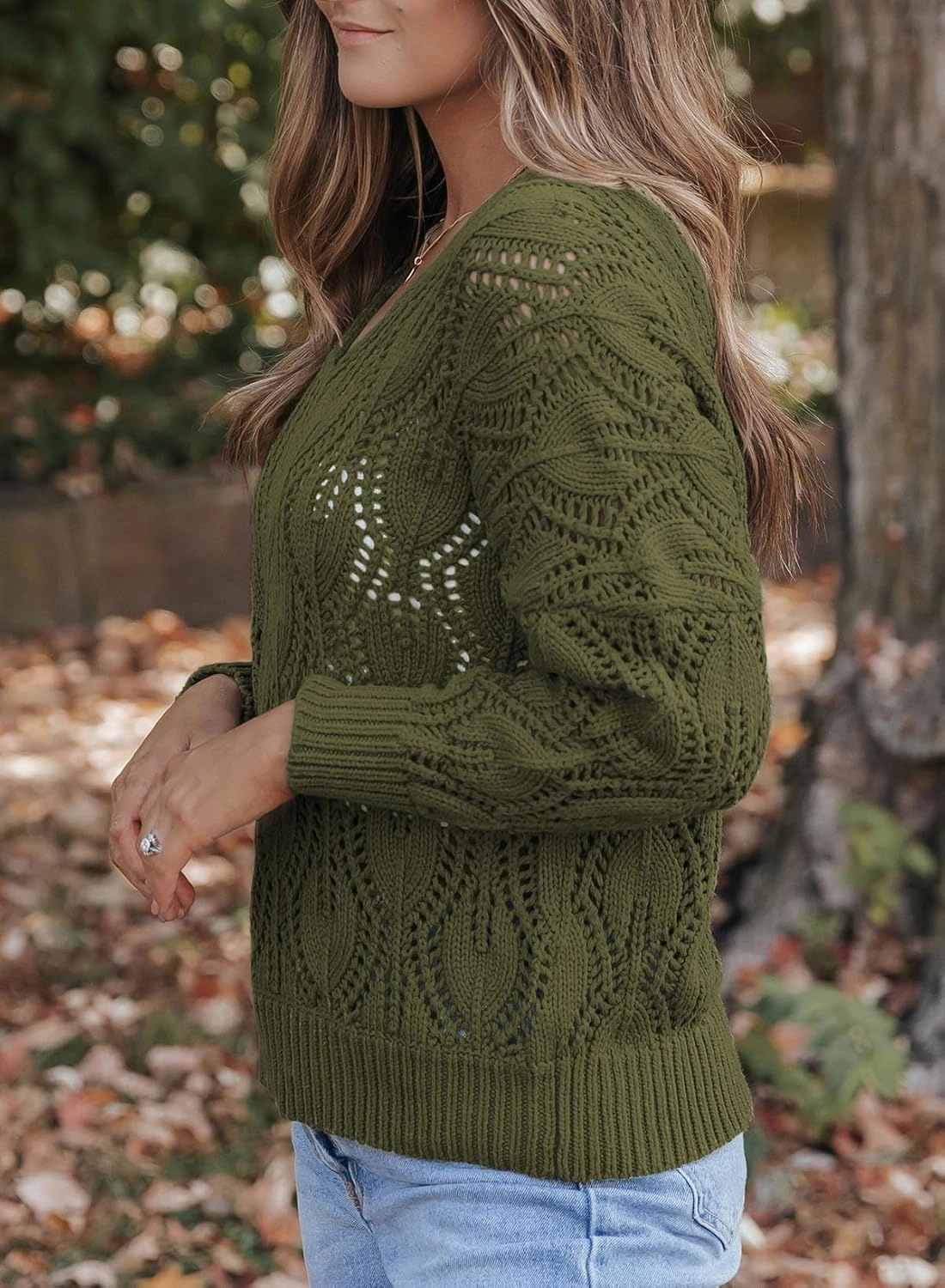 Dokotoo Fall Sweaters Round Neck Crochet Hollow Out Cute Winter Pullover Sweaters for Women Trendy 2024