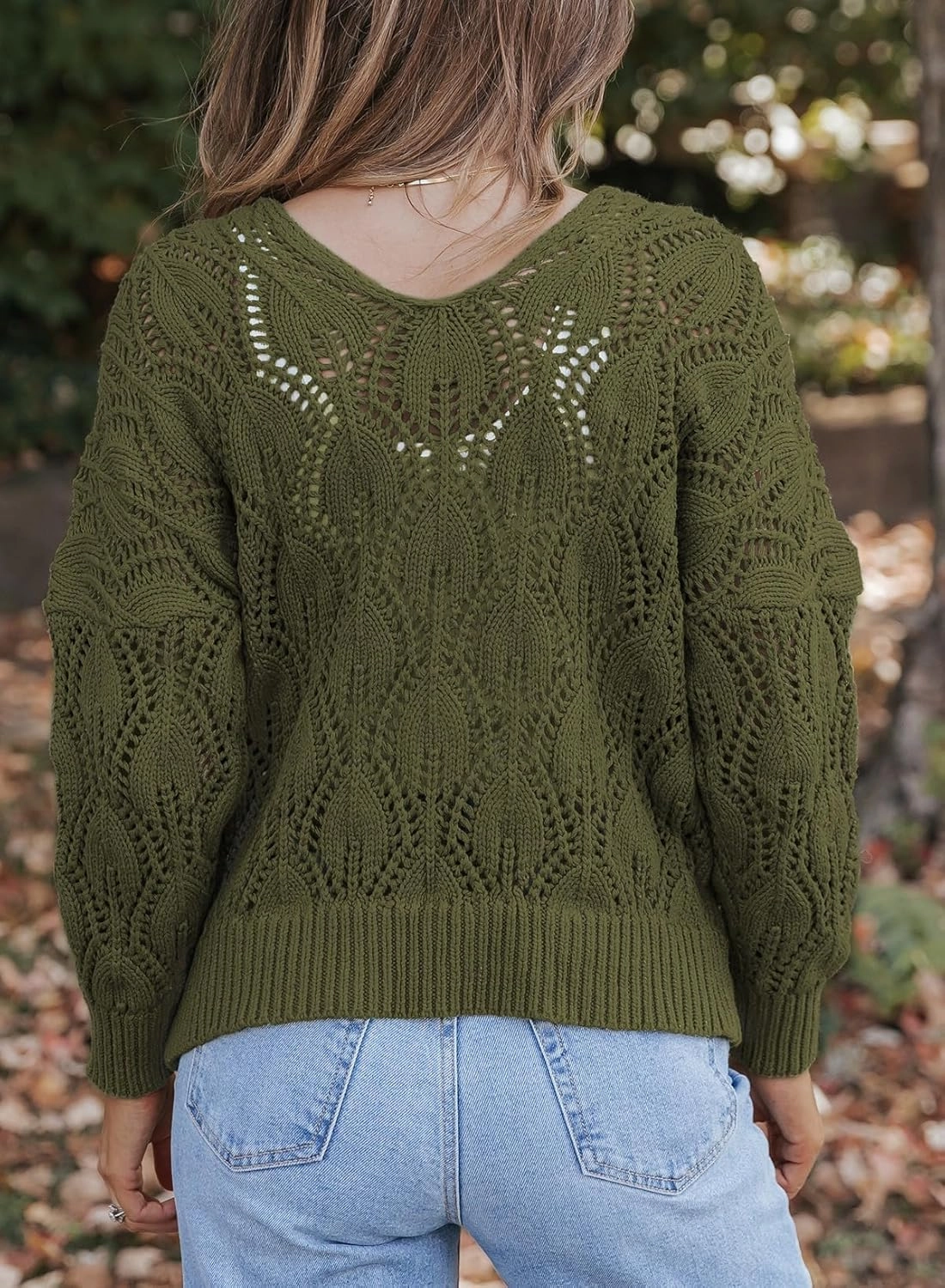Dokotoo Fall Sweaters Round Neck Crochet Hollow Out Cute Winter Pullover Sweaters for Women Trendy 2024