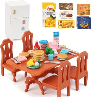 Dollhouse Furniture Set for Kids Toys Miniature Doll House Accessories Pretend Play Toys for Boys Girls & Toddlers Age 3  with The Dining Room