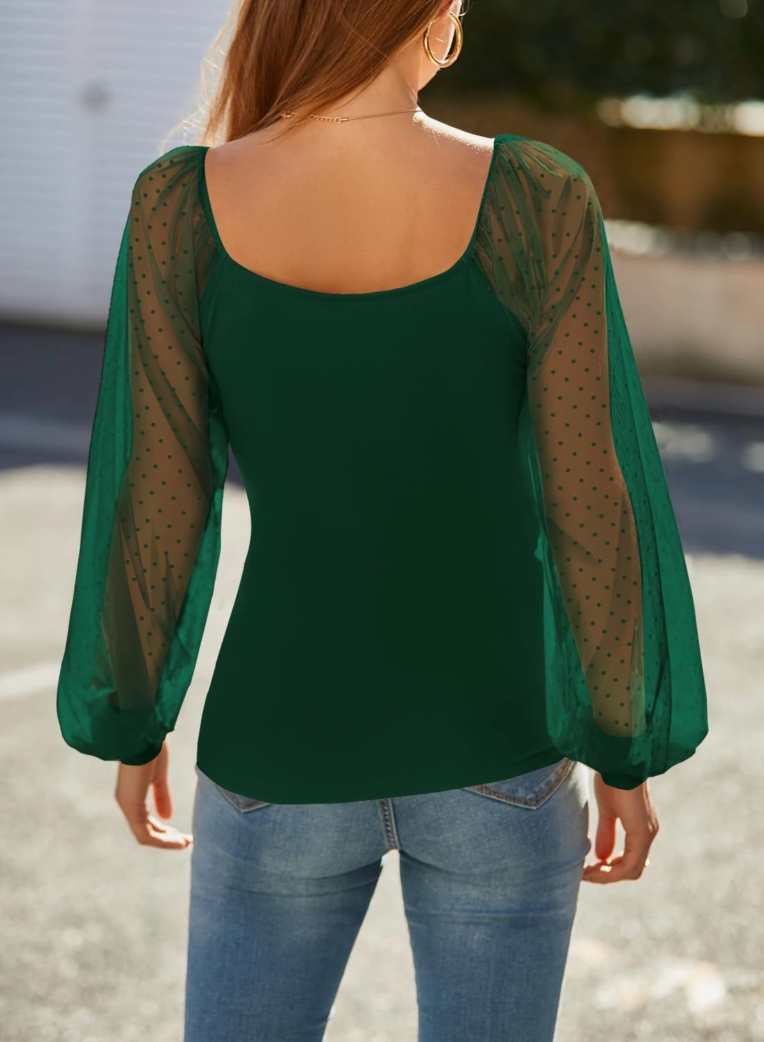 DOROSE Womens Mesh Long Sleeve Shirts Casual Blouses Tops