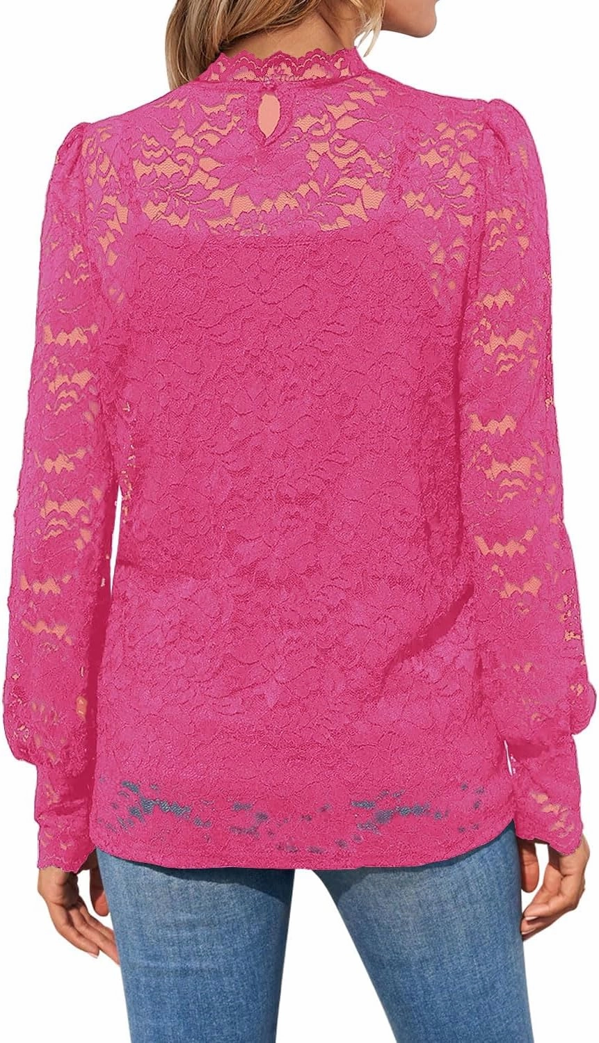 DOROSE Womens Tops and Blouses Dressy Casual Lace Floral Long Sleeve Shirts