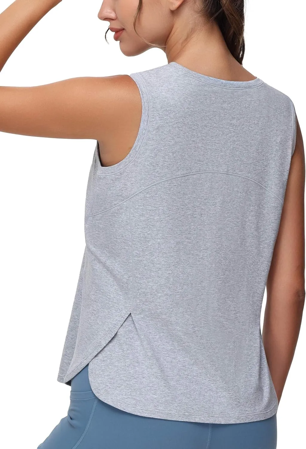Dragon Fit Lightweight Workout Tank Tops for Women Sleeveless Yoga Shirts Side Split Loose Fit Athletic Tops with Curved Hem