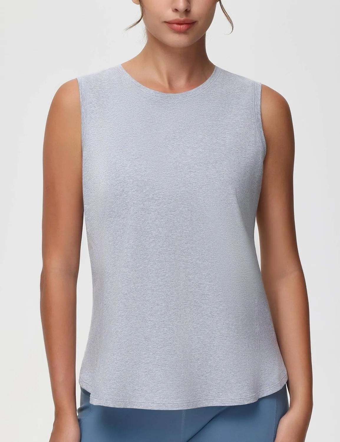 Dragon Fit Lightweight Workout Tank Tops for Women Sleeveless Yoga Shirts Side Split Loose Fit Athletic Tops with Curved Hem