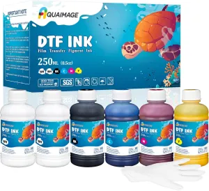 Dtf Ink 1500ml Dtf Printer Ink for ET8550,L1800,XP15000, Bright Colors,DTF Transfer Ink for Pet Film, Refill Ink for P400, P800, P600, DX5, XP600. (250ml x 6, 2Wh BKCMY)