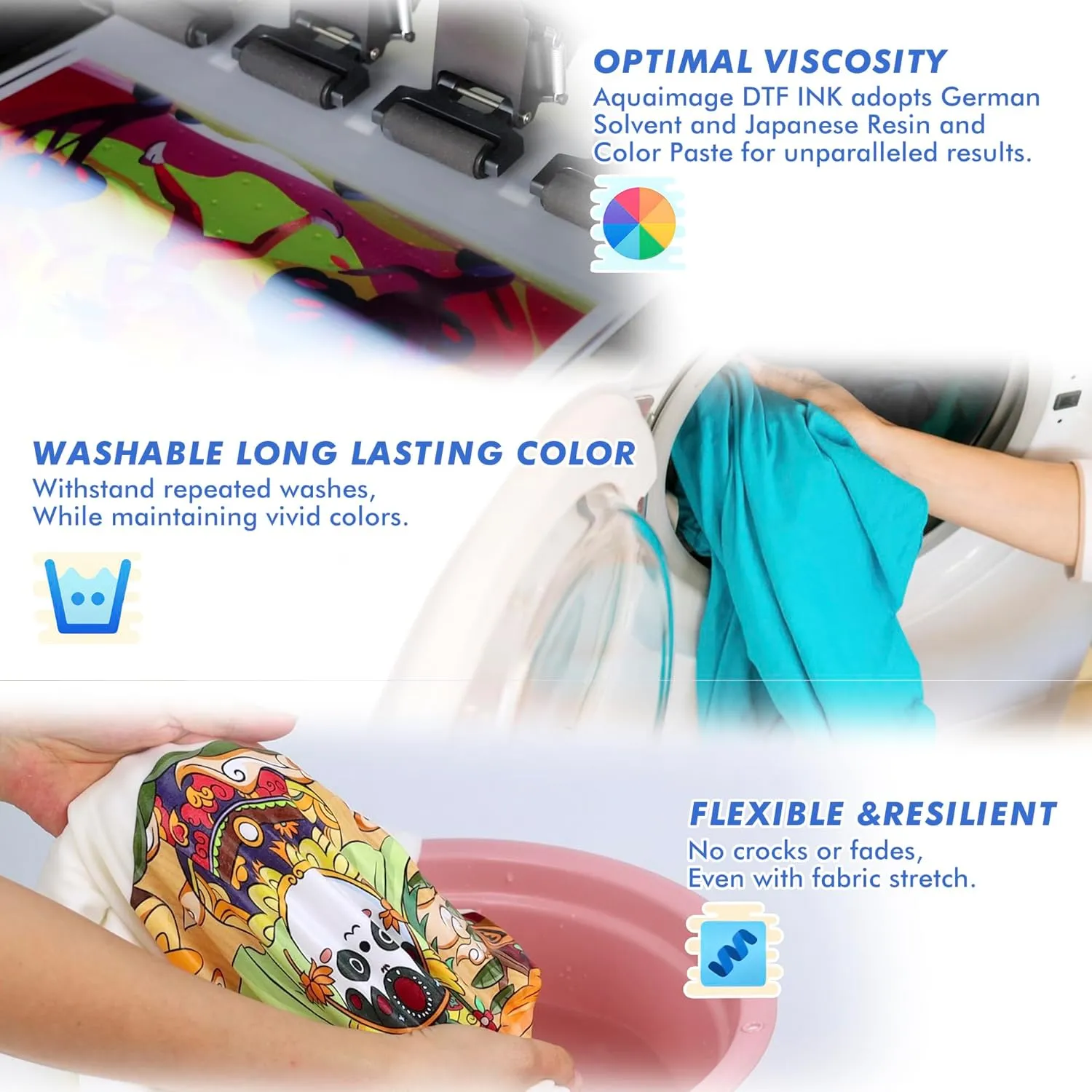 Dtf Ink 1500ml Dtf Printer Ink for ET8550,L1800,XP15000, Bright Colors,DTF Transfer Ink for Pet Film, Refill Ink for P400, P800, P600, DX5, XP600. (250ml x 6, 2Wh BKCMY)