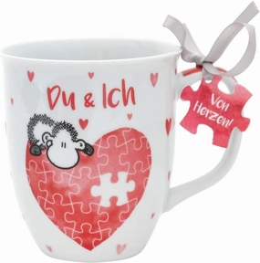 Du & Ich Motif, Coffee and Tea, Saying, Valentine's Day, Heart Cup, 45321 Mug, 1 Stück (1er Pack), red, white