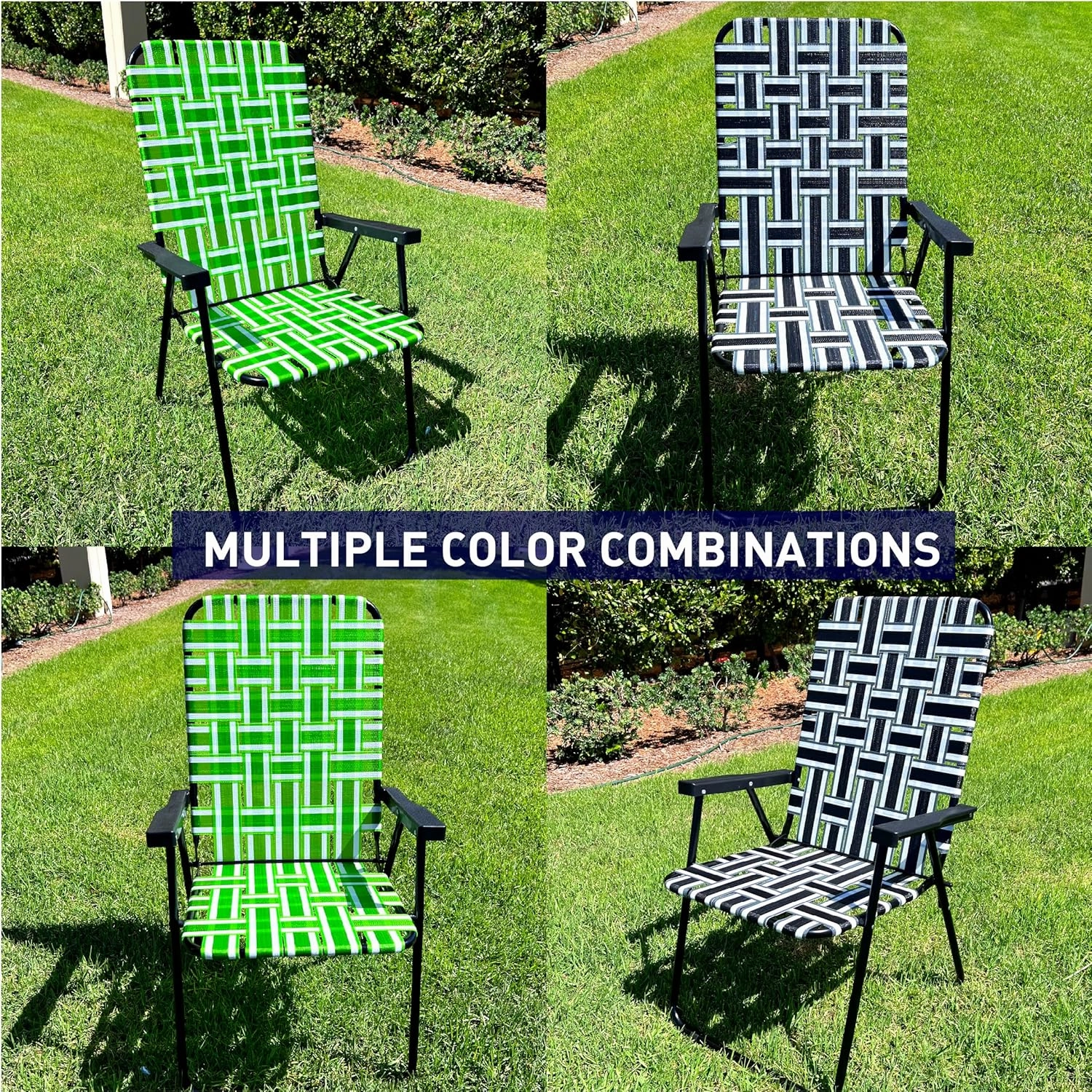 EasyGo Product Lawn Chair Folding Steel Webbing Chaise Patio Lounger Seat Wood Handles for Camping, Beach, Fishing, Backyard, Stadium, Pool, Boating, and Sports, 4 Pack, Red