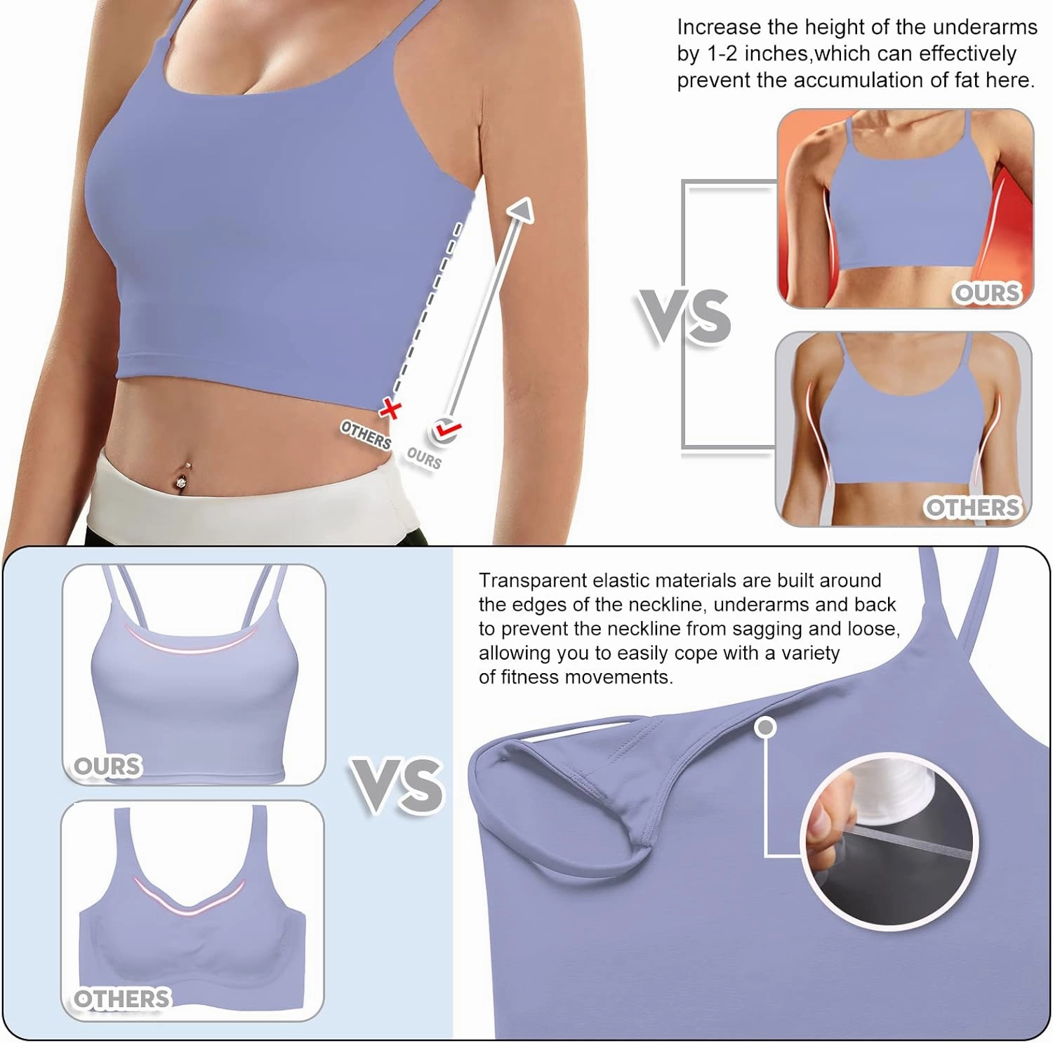 ECOPARTY Sports Bras for Women Quick-Dry Padded Wirefree Workout Crop Cute Tank Tops Camisole Yoga Fitness Running Gym