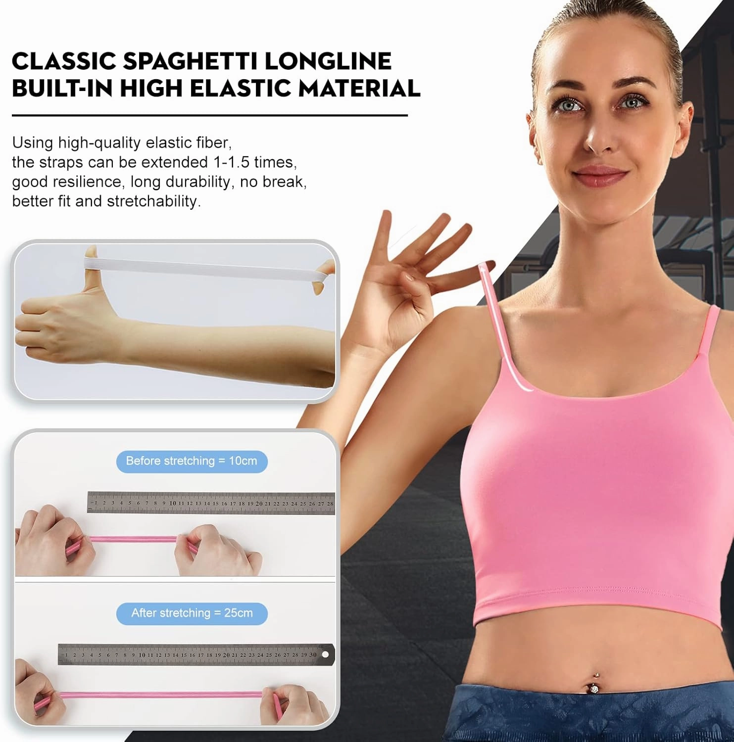 ECOPARTY Sports Bras for Women Quick-Dry Padded Wirefree Workout Crop Cute Tank Tops Camisole Yoga Fitness Running Gym