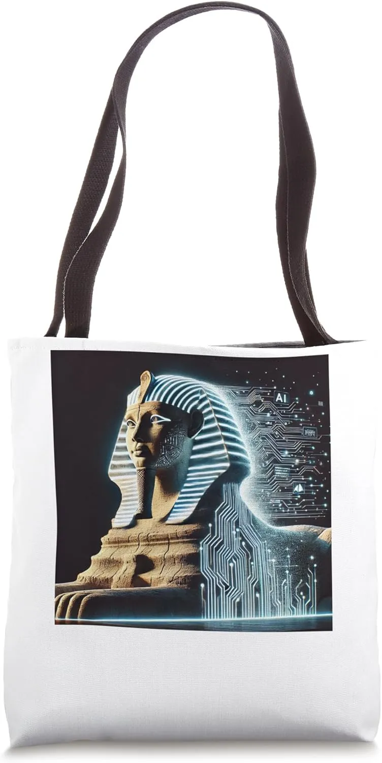 Egypt: Digital Sphinx With AI Knowledge Projections Tote Bag