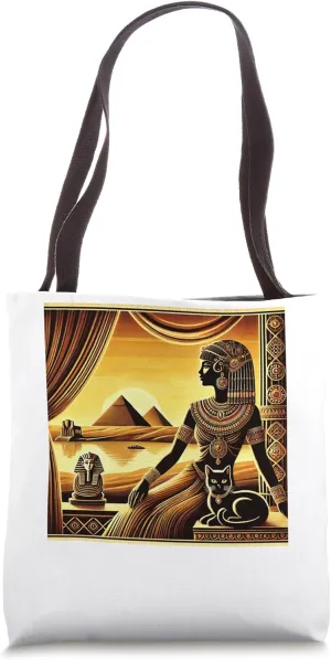 Egypt Queen Balcony Cat Nile Sunset Poster Design Tote Bag