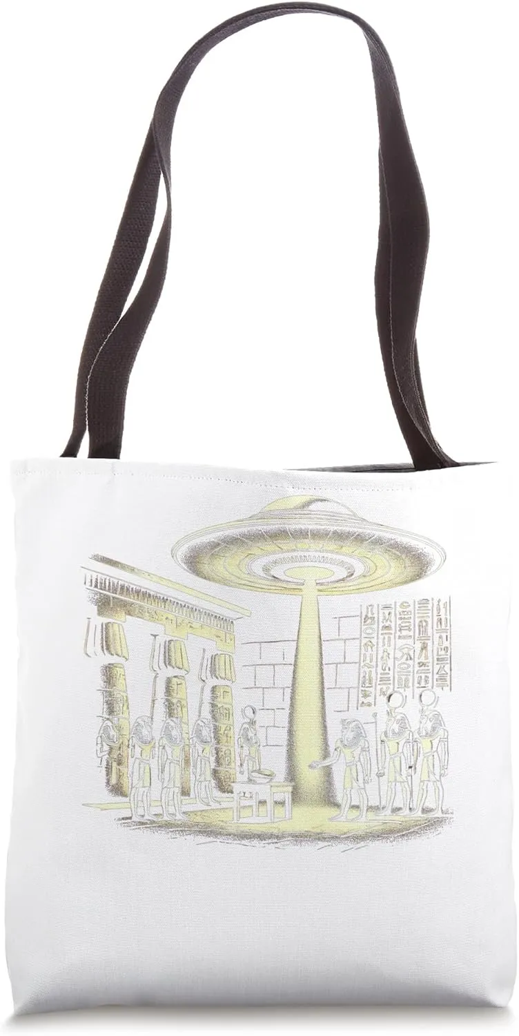 Egypt UFO Akhenaten Ancient Aliens Pharaoh Light Tote Bag