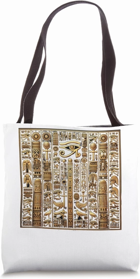 Egypt Gold Hieroglyph Script Symbolic Temple Design Tote Bag